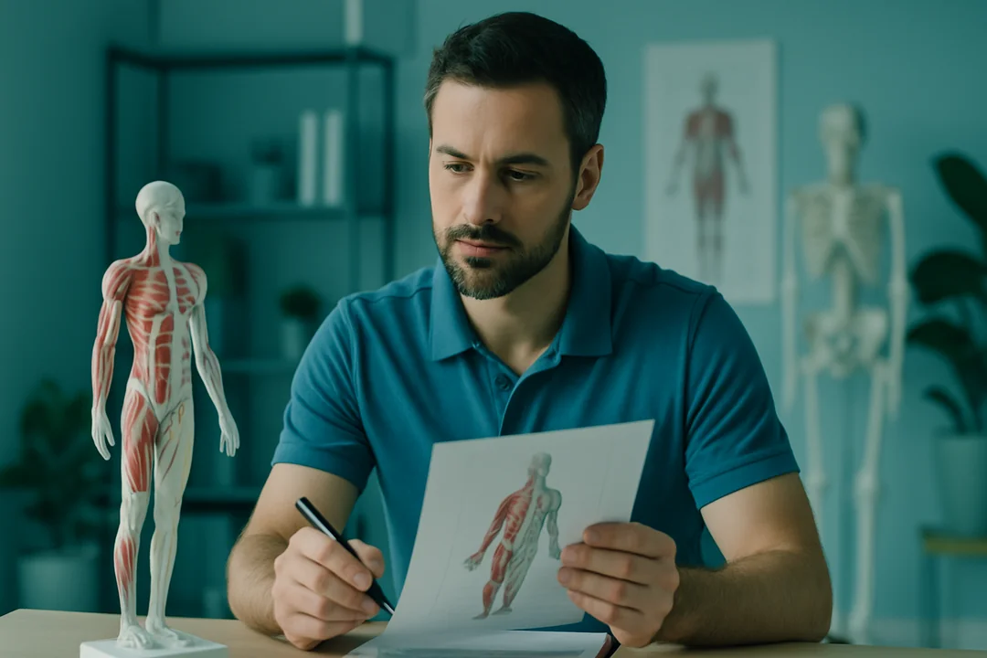 Fisioterapeuta realizando una prueba neurodinámica de miembro inferior a un paciente con dolor irradiado
