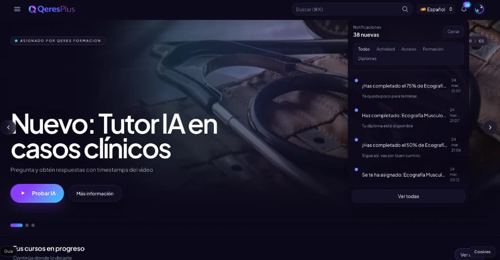 Tutor inteligente de Qeres Plus resolviendo dudas clínicas