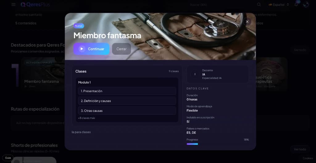 Reproductor de vídeo formativo de Qeres Plus