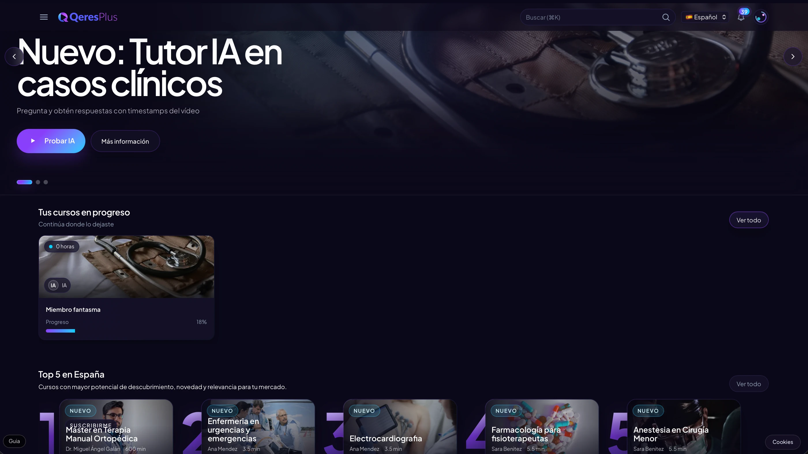 Sistema de gamificacion con niveles y progreso en Qeres Plus